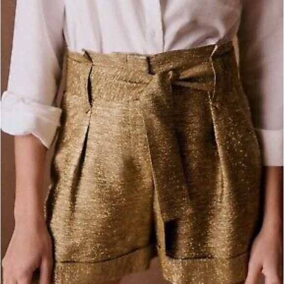 Sézane Rome shorts metallic gold size 4 - Picture 2 of 8